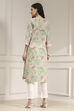Yellow Cotton Blend Printed Straight Kurta image number 3