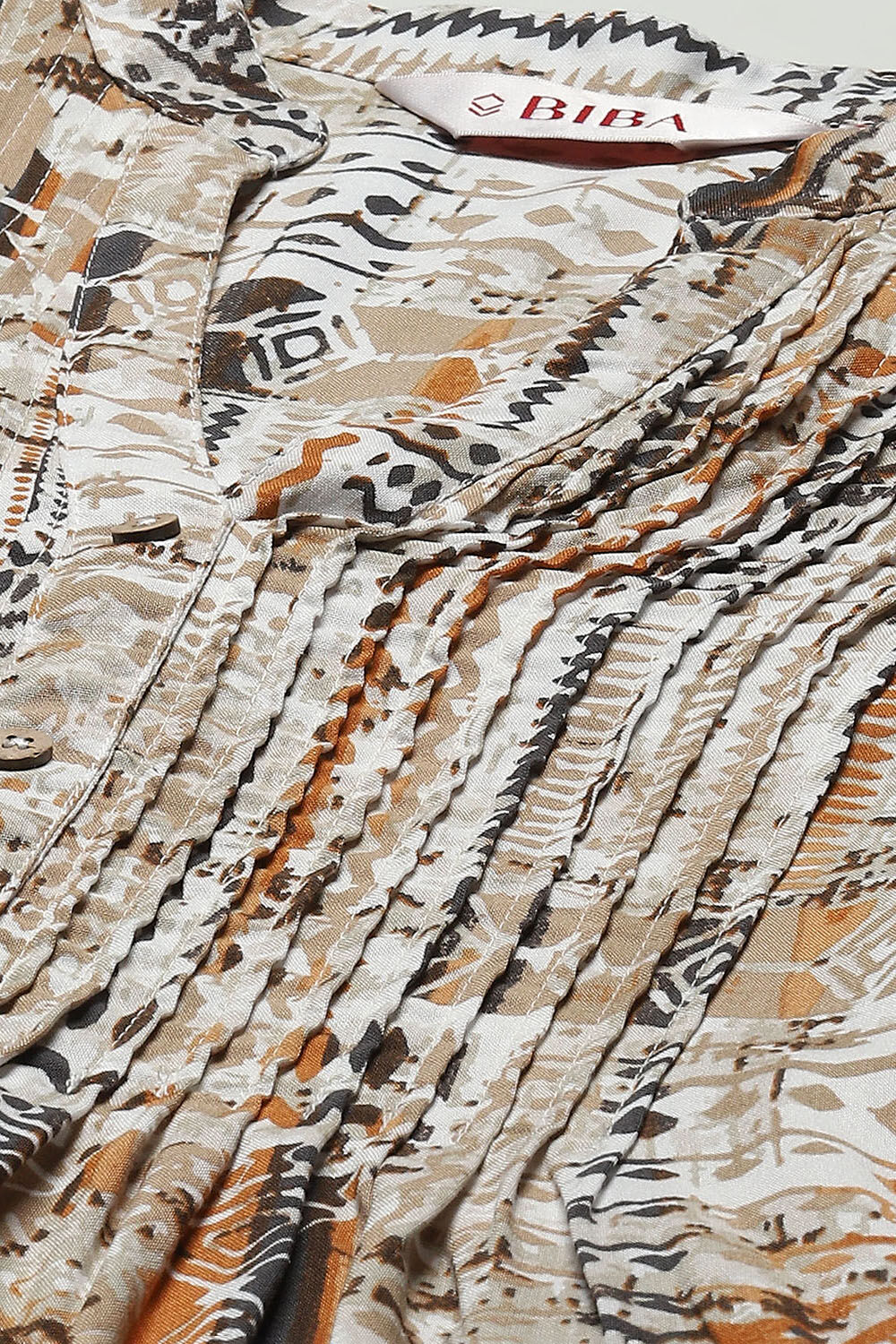 Brown Printed Straight Short Kurta image number 1