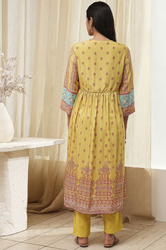 Green Modal Printed Gathered Kurta Set image number 4