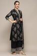 Black Cambric Straight Kurta Palazzo Suit Set image number 6