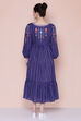 Blue Cotton Flared Fusion Wear Dress image number 5