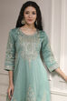 Off White Cotton Silk Anarkali Suit Set image number 1