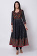 Black Cotton Anarkali Kurta Churidar Suit Set image number 2