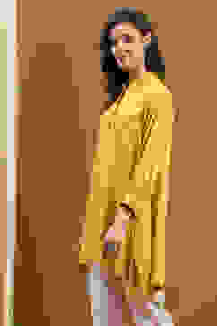 Mustard Yellow Solid Asymmetric Short Kurta image number 2