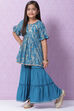Berry Pink Rayon Flared Printed Kurta Set image number 0