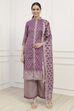 Mustard Chanderi Blend Brocade Unstitched Suit Set image number 1