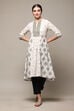 Marine Blue Cotton Blend A-Line Printed Kurta image number 0