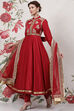 Red Cotton Silk Anarkali Yarndyed Suit Set image number 5