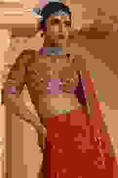 Red Chanderi Digital Printed Lehenga Set image number 2