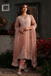 Nude-Peach Organza Embroidered Kalidar Suit Set