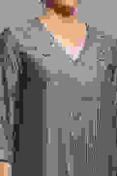 Grey Striped Straight Suit Set image number 1