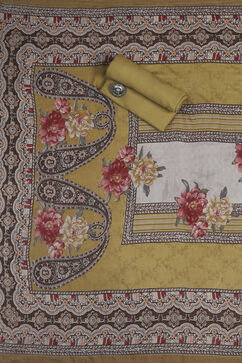 Green Muslin Unstitched Suit Set image number 2
