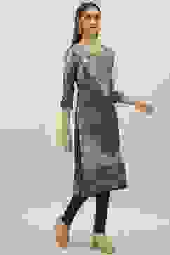 Black LIVA A-Line Printed Kurta image number 5