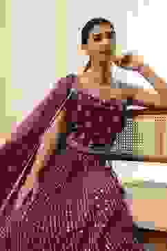 Burgundy Georgette Lehenga Set  image number 7