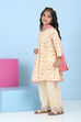 Peach Cotton Printed A-Line Suit Set image number 3