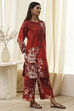 Rust Cotton Floral Straight Kurta Set image number 5