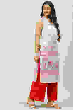 Green Art Silk Straight Printed Kurta image number 3