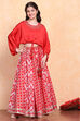 Red Polyester Lehenga Set image number 6