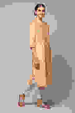 Orange Cotton Straight Printed Kurta image number 3