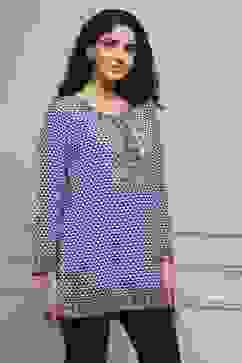 Blue Art Silk Printed Straight Short Kurta image number 4