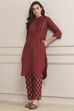 Red Poly Viscose Printed Kurta Set