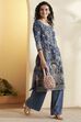 Navy Cotton Straight Kurta image number 5