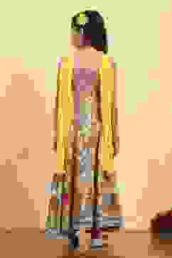 Yellow Viscose Rayon Flared Printed Lehenga Set image number 4