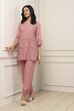 Dusky Pink Cotton Schiffli Straight Suit Set image number 0