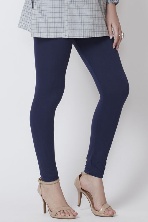 Moss Green Viscose Lycra Solid Leggings image number 0