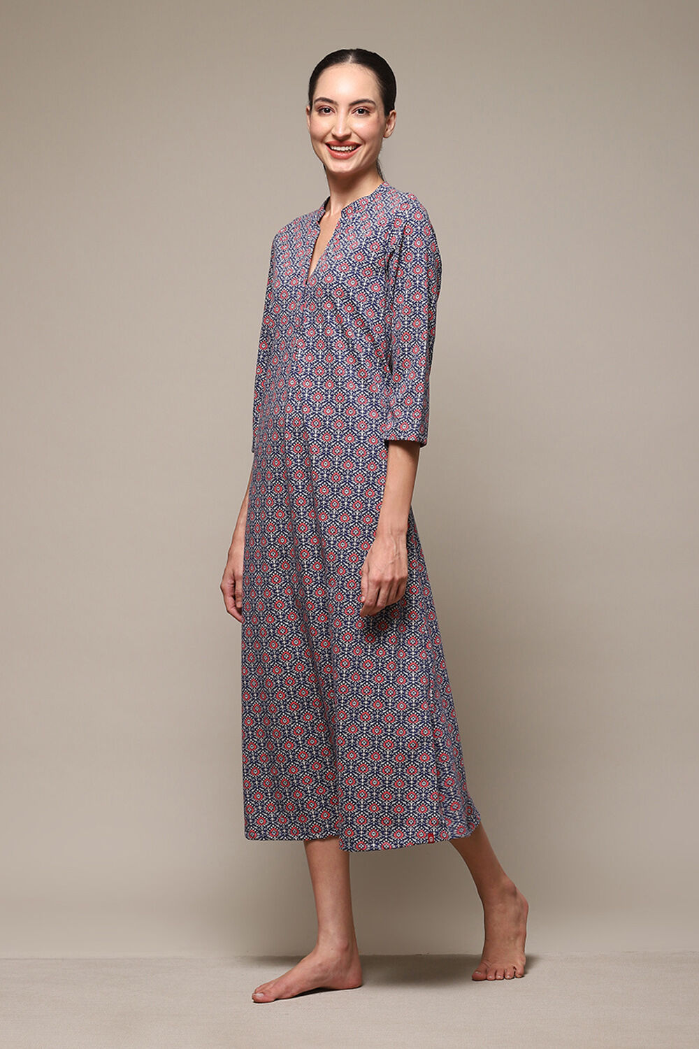 Navy Cotton Printed Sleepwear image number 2