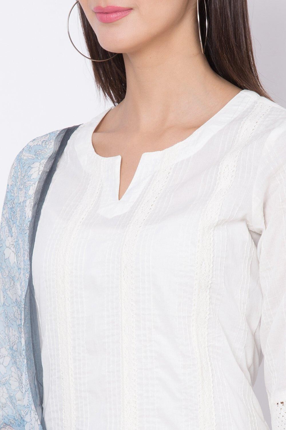 White Relaxed Kurta Palazzo Suit Set image number 1