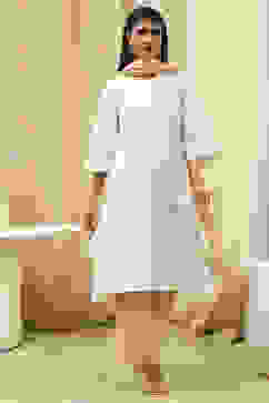 Beige and White Cotton Straight Suit Set image number 6