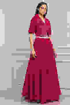 Fuchsia Viscose Rayon Kalidar Lehenga Set image number 5