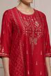 Blue Art Silk Printed Straight Kurta image number 1