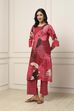 Maroon Cotton Abstract Printed Straight Suit Set image number 3