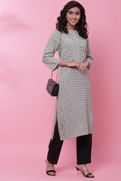 Blue Rayon A-Line Kurta image number 5