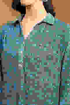 Blue Floral Printed Straight Kurti image number 1