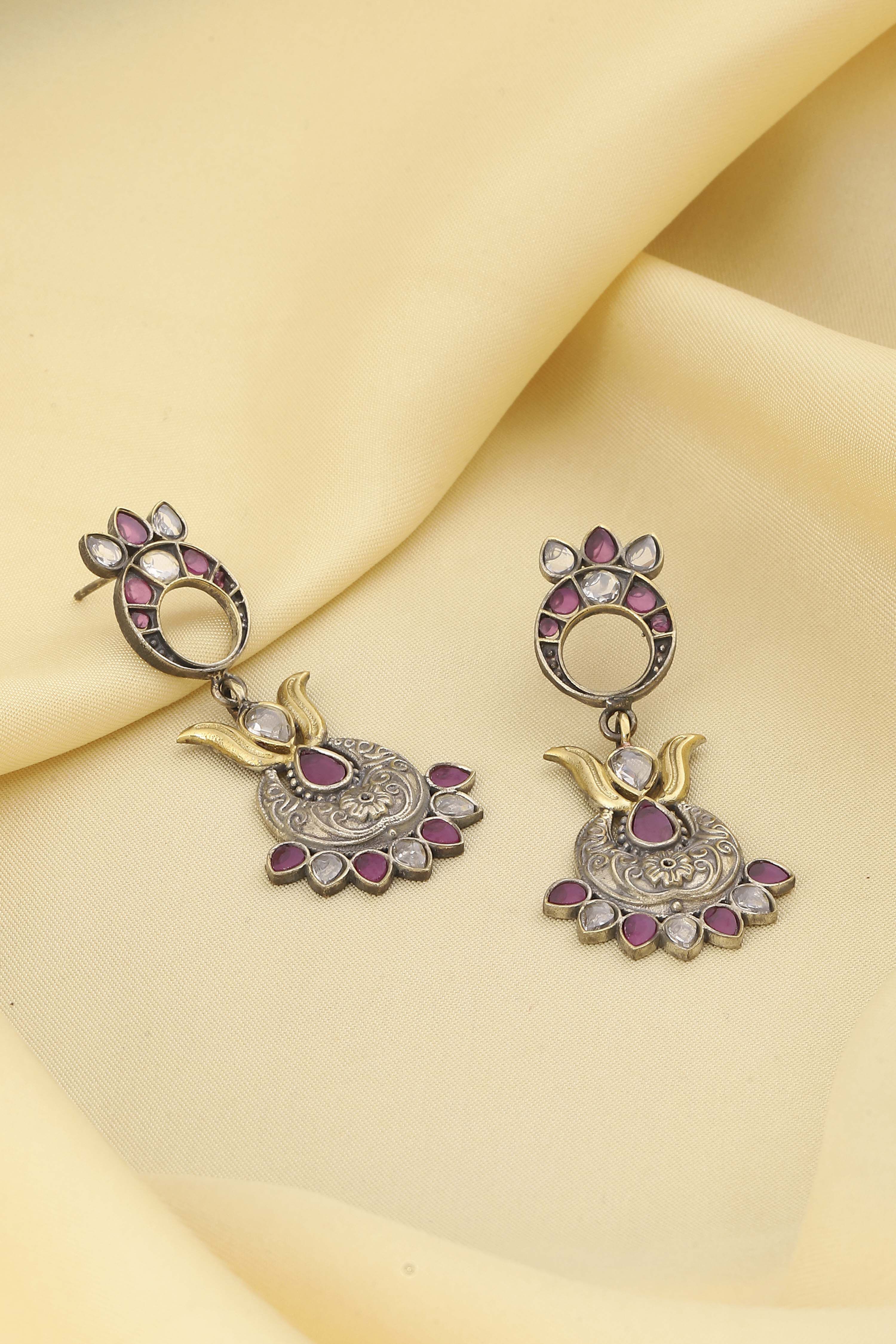 biba Dark Pink Brass Drop & DanglersDark Pink Brass Drop & Danglers-picture-369