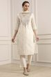 Off-White Cotton Printed Straight Suit Set image number 6