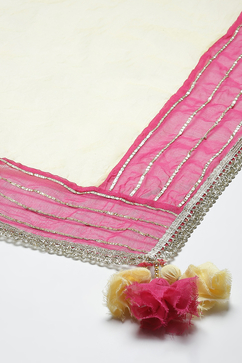 Fuchsia Cotton Straight Kurta Pants Suit Set image number 8