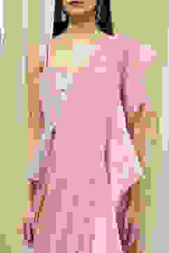 Nude-Colored Peplum Pre-Draped Saree image number 1