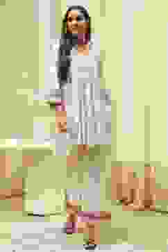 Off-White Cotton Asymmetric Co-ord Set image number 6