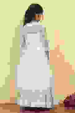 White Polyester Dyed Kalidar Lehenga Set image number 4