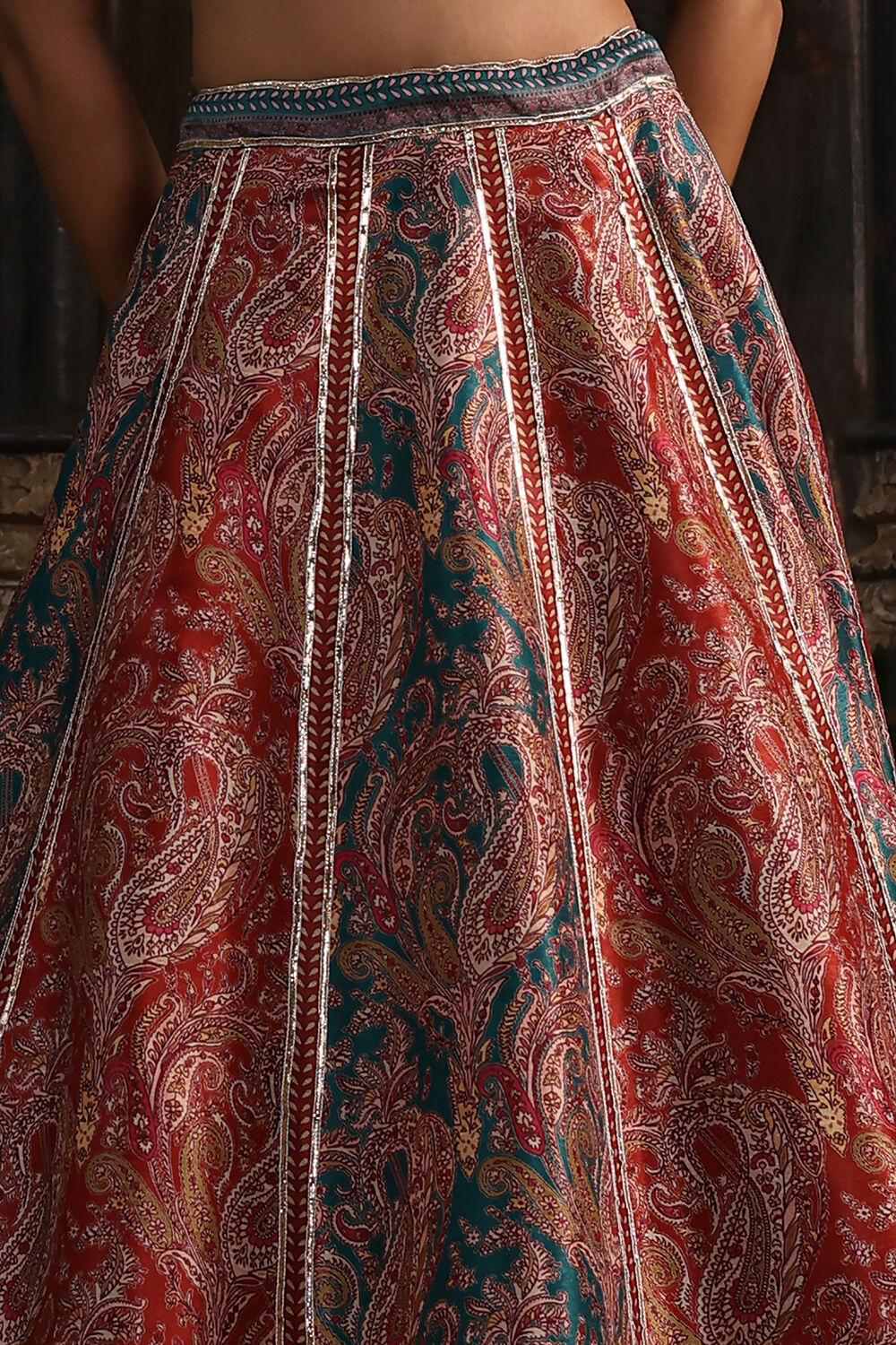 Purple Hand Embroidered Flared Lehenga Set image number 2