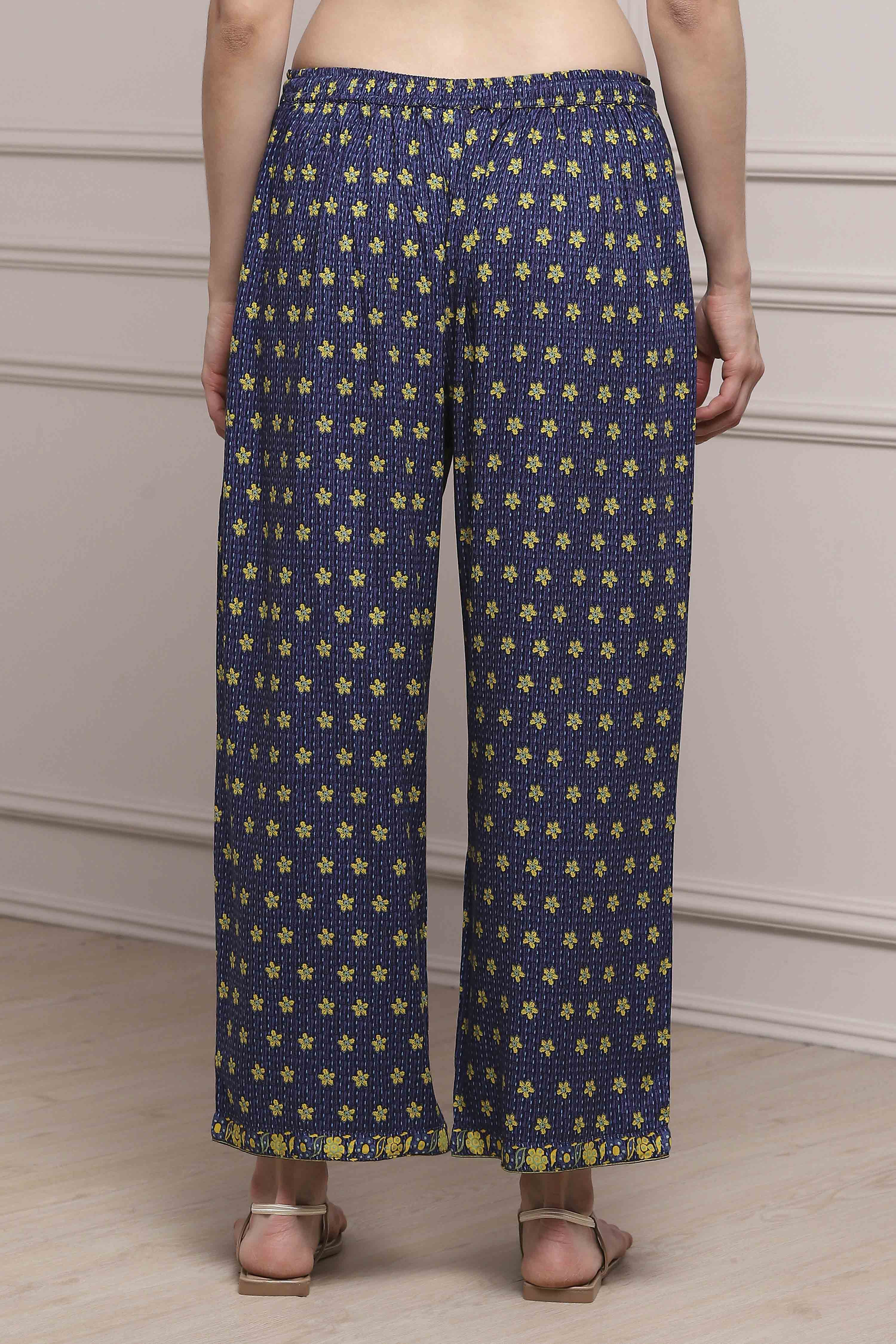 Navy Rayon Straight Palazzo image number 5