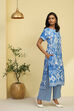 Blue Printed Straight Kurta Set image number 4