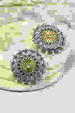 White Oxidised Circular Studs image number 0