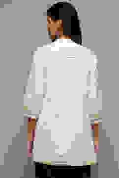 White & Yellow Cotton Yarndyed Kurti image number 4