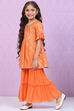 Berry Pink Rayon Flared Printed Kurta Set image number 3
