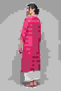Hot Pink LIVA Straight Printed Kurta image number 5